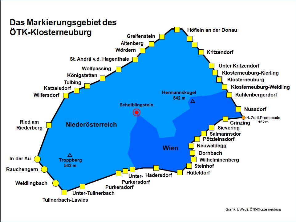 Markierungsgebiet des ÖTK Klosterneuburg